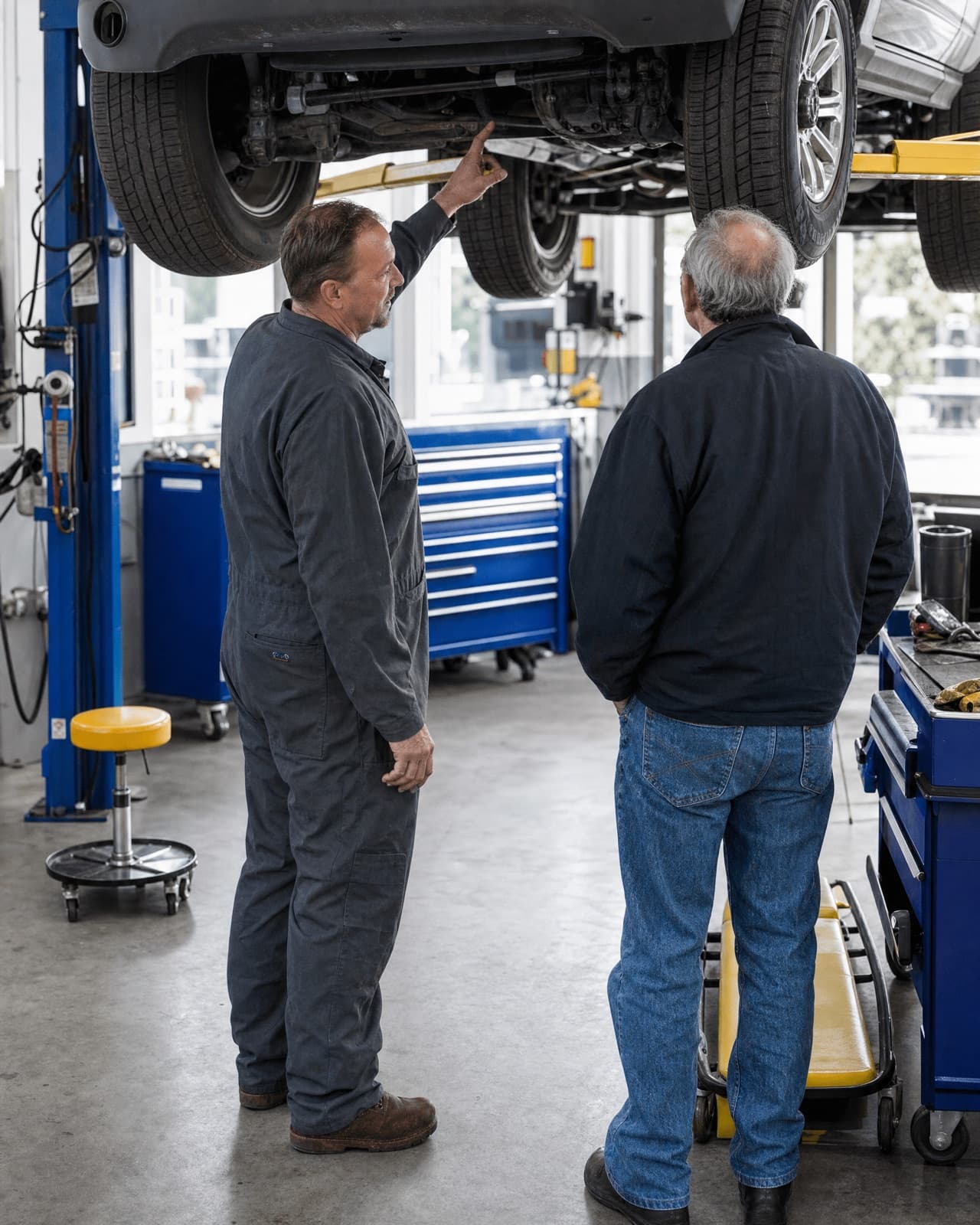 The owner or crew at work in their auto repair shop