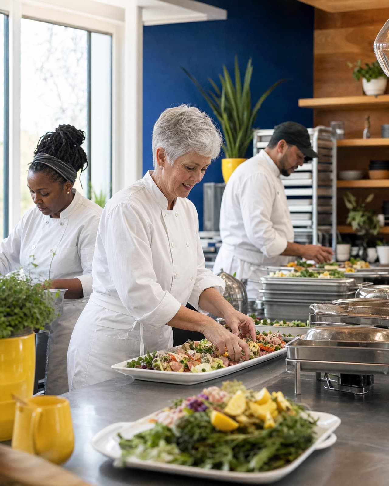 The owner or crew at work in their catering company