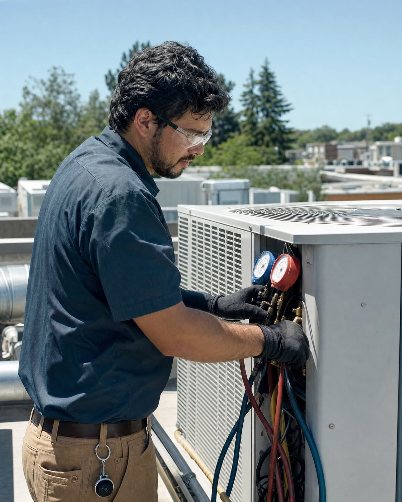 The owner or crew at work in their HVAC company