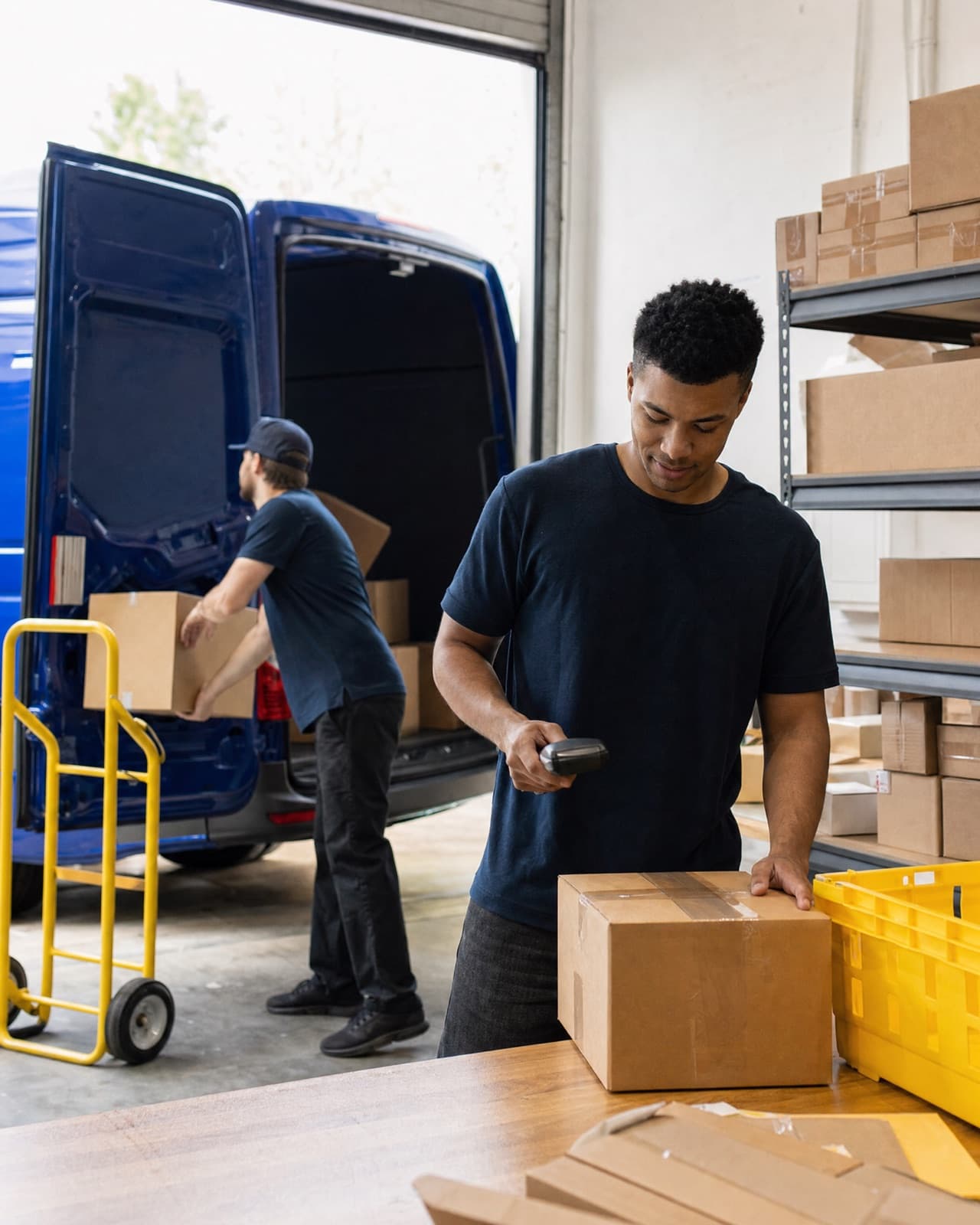 The owner or crew at work in their delivery business